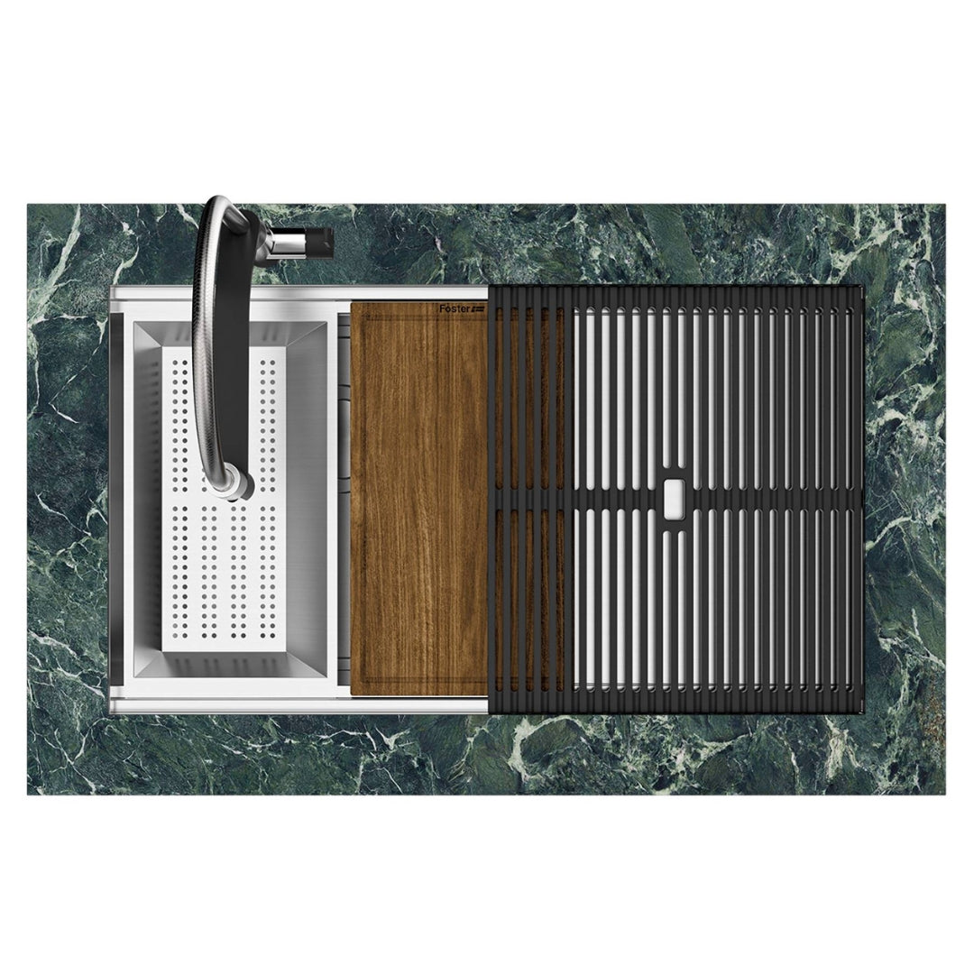 FOSTER MILANELLO 1034856 Lavello Gun Metal Workstation Sottotop Inox PVD 79 x 47