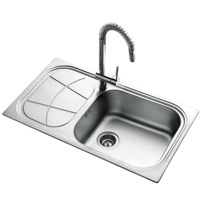 FOSTER BIG BOWL 1561202 Lavello Cucina 1 Vasca Sinistra Incasso Sopratop Gocciolatoio Destra Acciaio Inox cm. 86 x 50