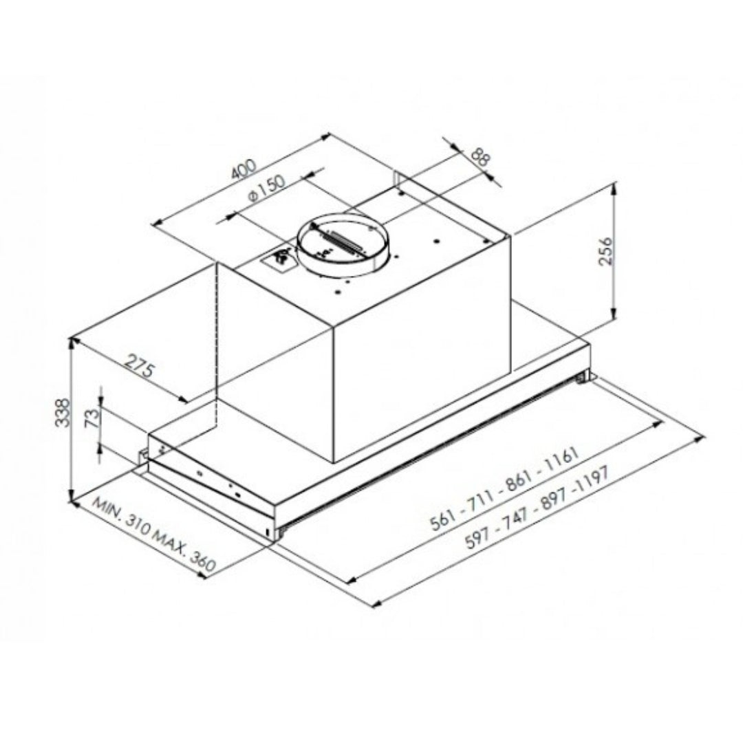 TECNOWIND MID PLUS K170I0004 Cappa Integrata Incasso Illuminazione LED 3 Velocità cm. 90 x 34