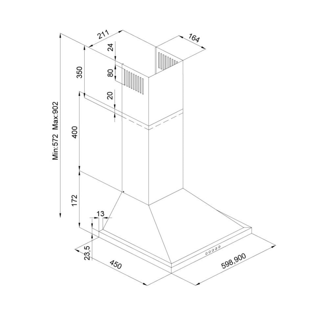 SILVERLINE 2240.6.733.04 Cappa a Parete Inox 128W 63 DbA cm. 59,8x45x90,2
