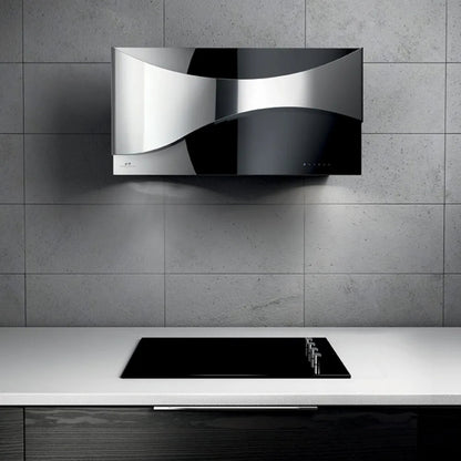 GALVAMET AMBIENT 90/F BLACK 0EAMB090F692 Cappa a Parete Filtrante 721 m³/h Inox e Vetro Nero Classe A cm. 90