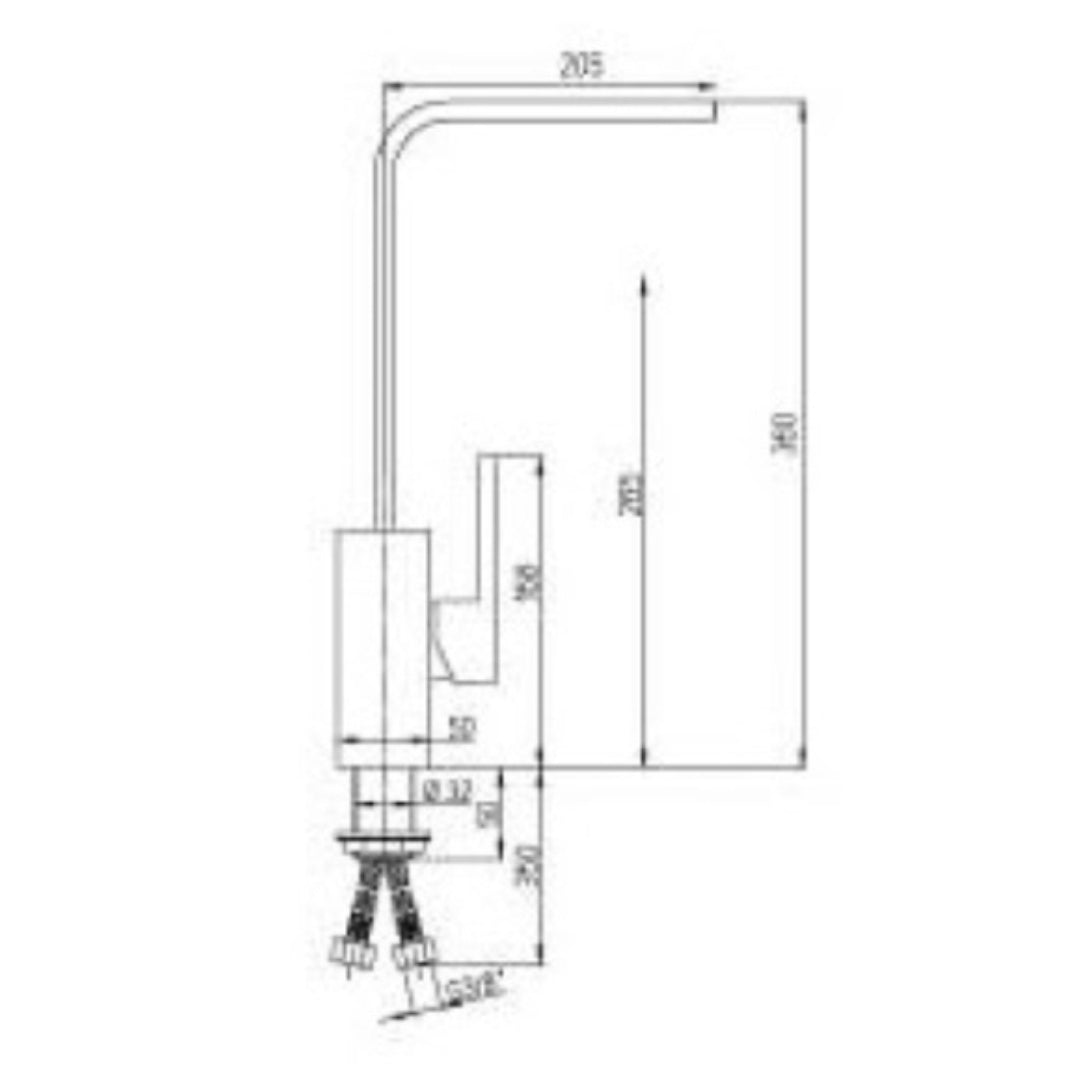 PAINI BESAR 84CR572HRPA Rubinetto Monocomando Quadrato Canna Girevole Bocca Tubo Dritta