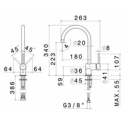 NWEFORM MAKI 71820/21.018 Miscelatore Cucina Monocomando Bocca Tonda Girevole Cromo