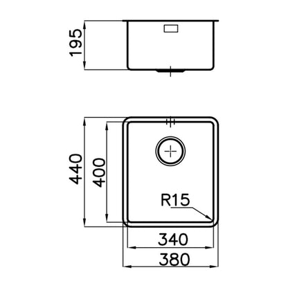FOSTER KE-R15 2153850 Lavello Cucina 1 Vasca Grande Sopratop Acciaio Inox cm. 34 x 40