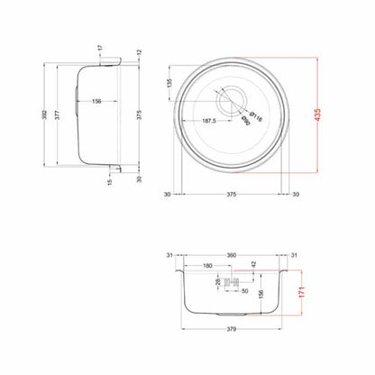 ELLECI SKY ROUND 435 LIKROUSAC Lavello Cucina 1 Vasca Tondo Inox Diam. cm. 43,5