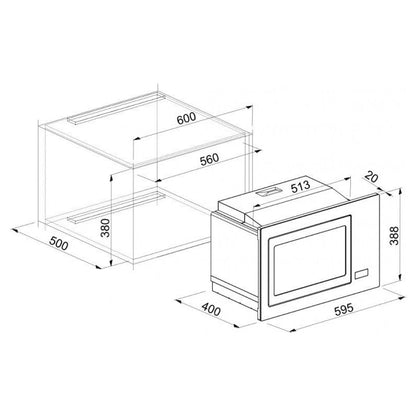 ELLECI PLANO FGSP28168WS Forno Microonde da Incasso Granitek 28 Lt. cm. 60 x 40