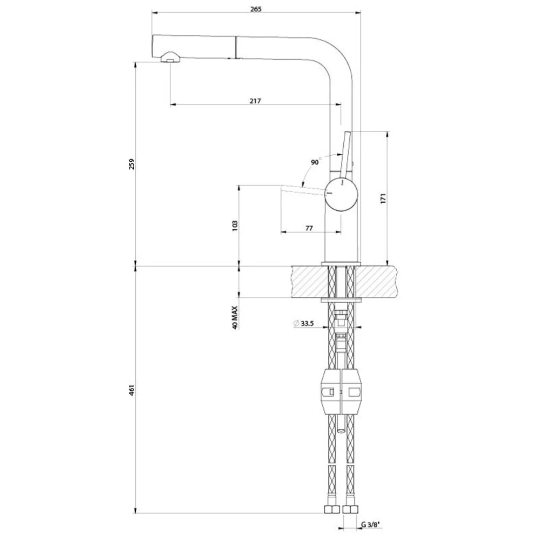 GESSI INEDITO 60458/031 Rubinetto Cucina Doccetta Estraibile Canna Girevole Cromo