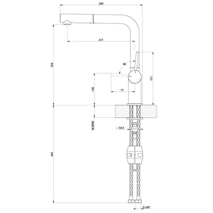 GESSI INEDITO 60458/031 Rubinetto Cucina Doccetta Estraibile Canna Girevole Cromo