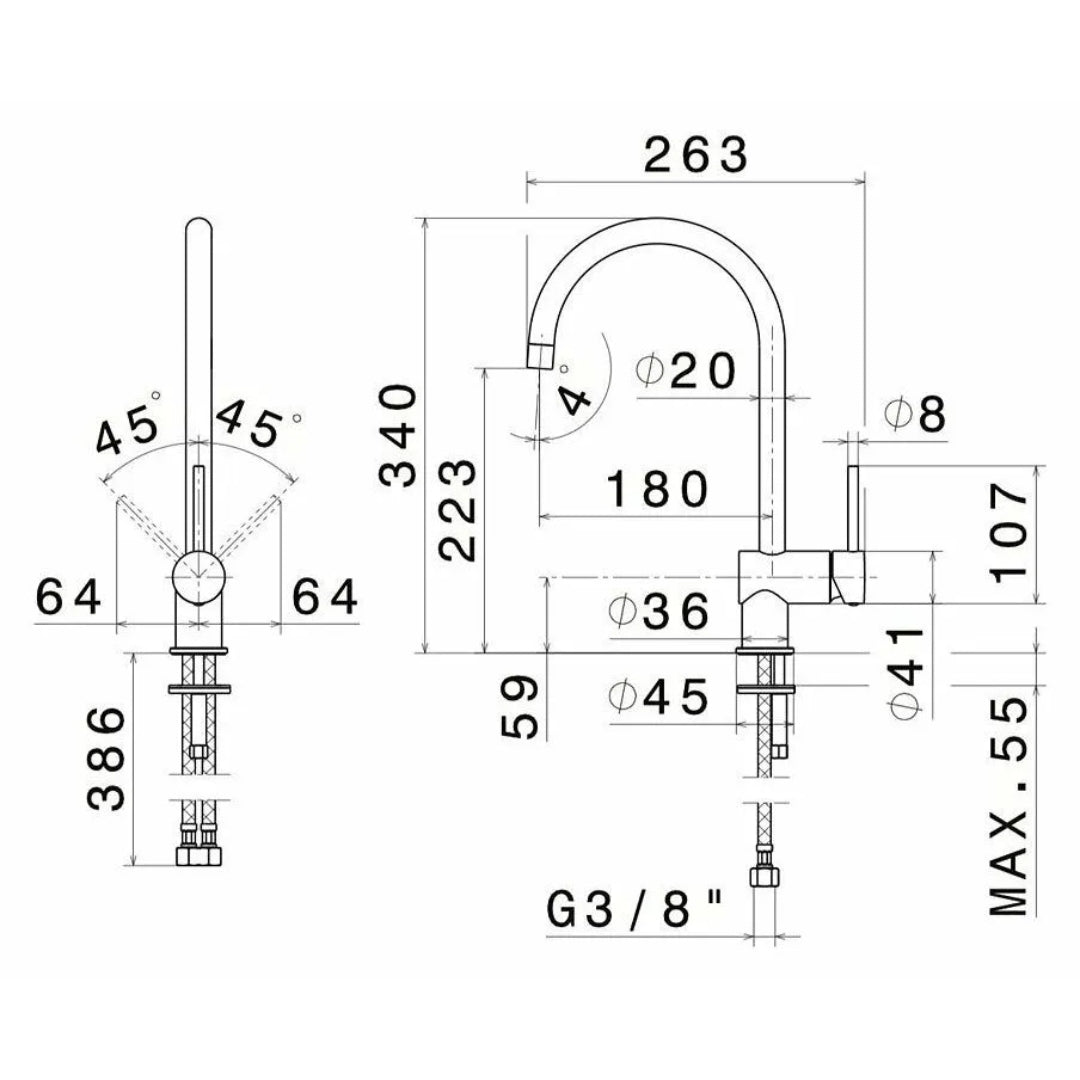 NEWFORM 4325/21.018 Miscelatore Cucina Monocomando Bocca Tonda Girevole Cromo