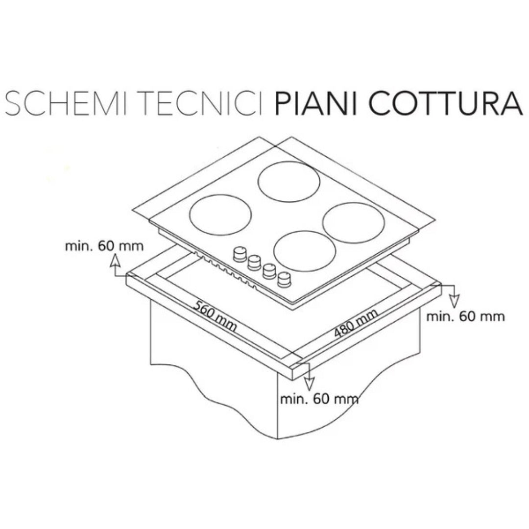 SCHAUB LORENZ SSPC640XL Piano Cottura Gas 4 Fuochi Inox cm. 58x51