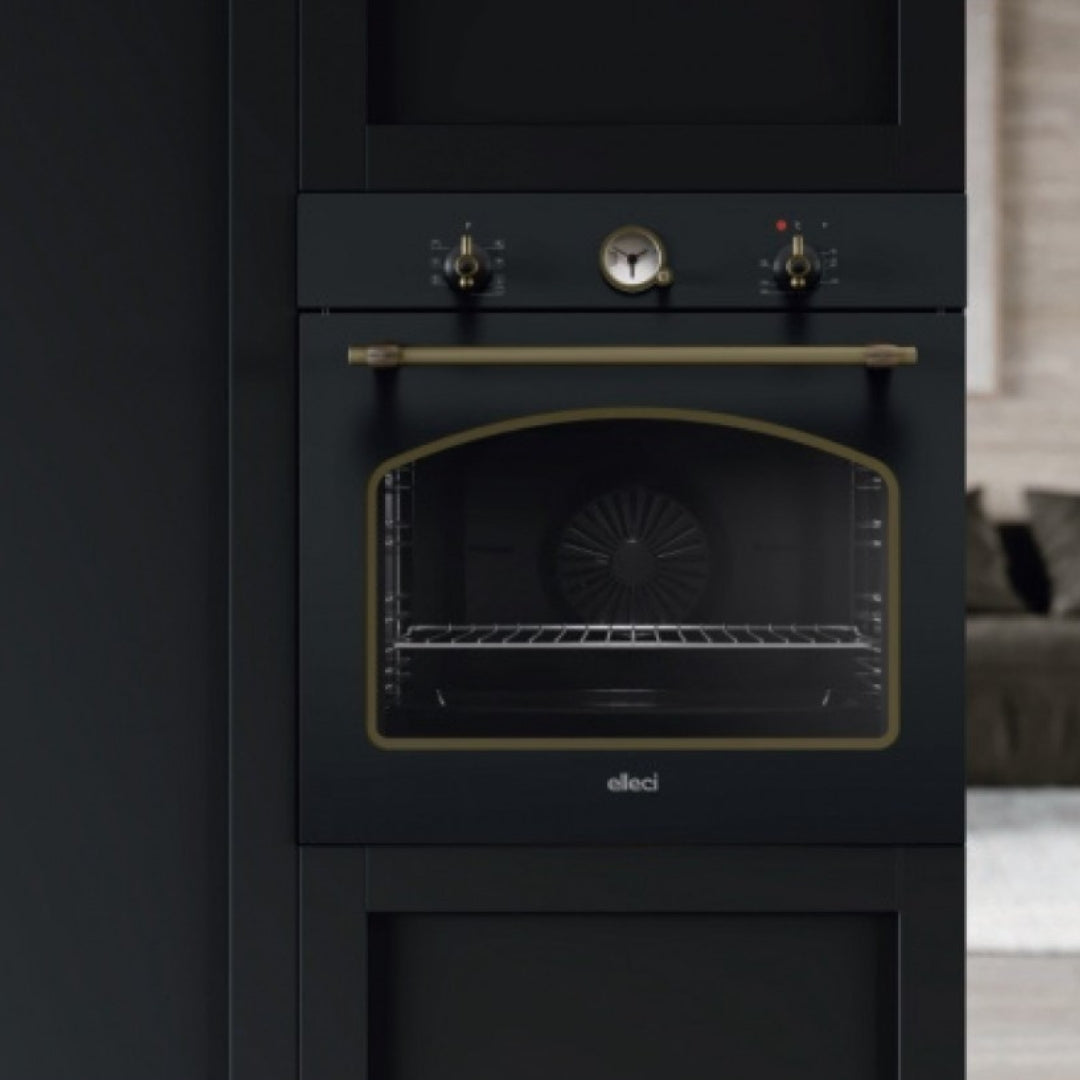 ELLECI COUNTRY FGCO60159NS Forno da Incasso Elettrico Antracite 80lt.  7 Funzioni Ventilato Classe A cm. 60 x 60