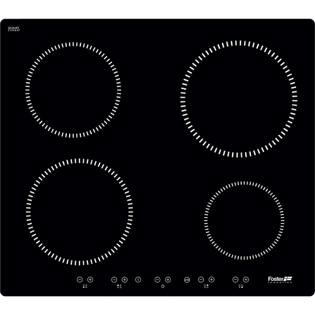 Foster 7370300 Piano Cottura Induzione Nero Vetroceramica 4 Zone Cottura cm. 58 x 51