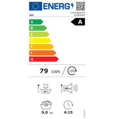 AEG AbsoluteCare XTR9HBGA9YA Pro 9000X Asciugatrice 9 Kg Pompa di Calore WiFi Tecnologia 3DScan Classe A Motore Inverter