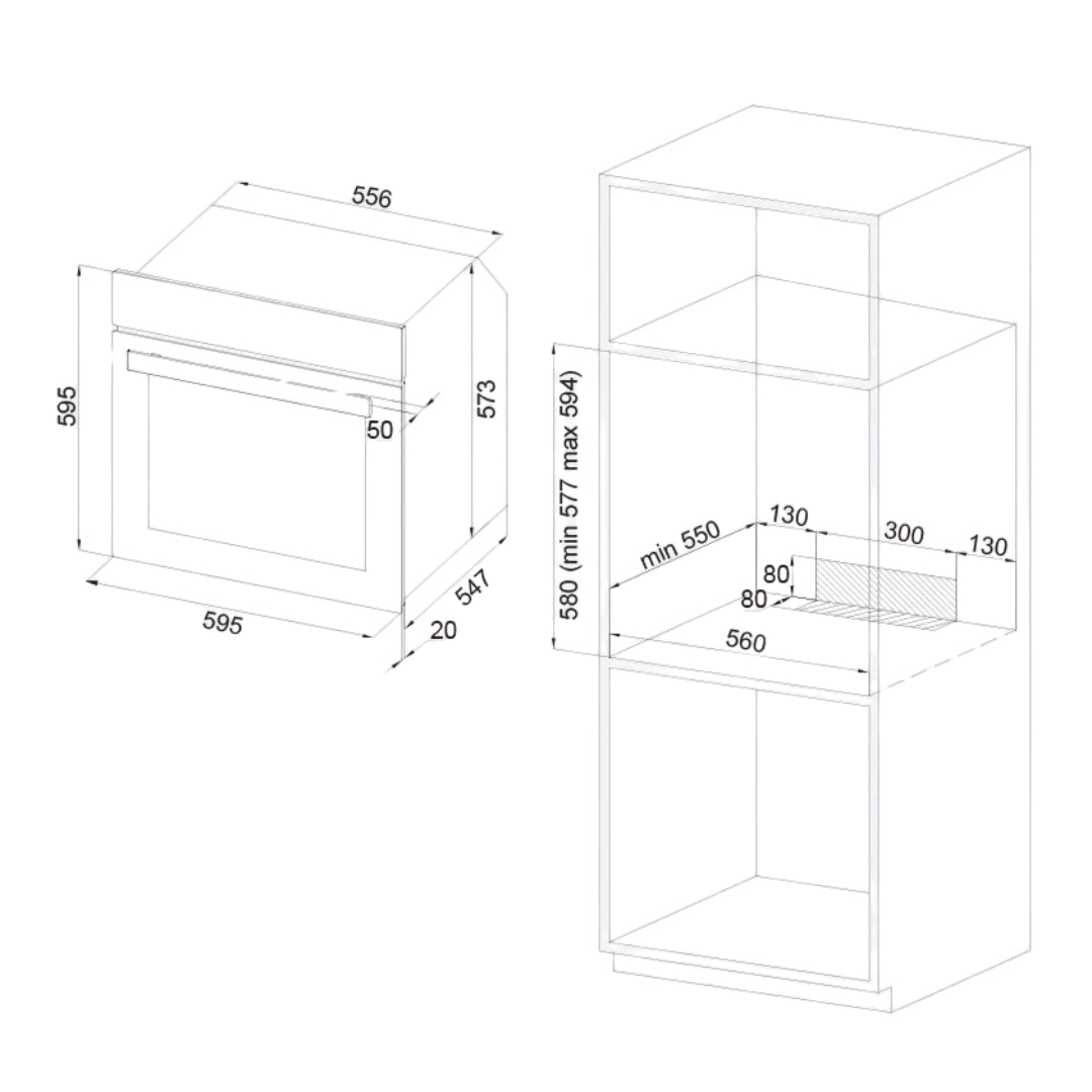 SILVERLINE 6503.6.733.06 Forno da Incasso Ventilato Elettrico 72 LT Classe A cm. 60 x 60