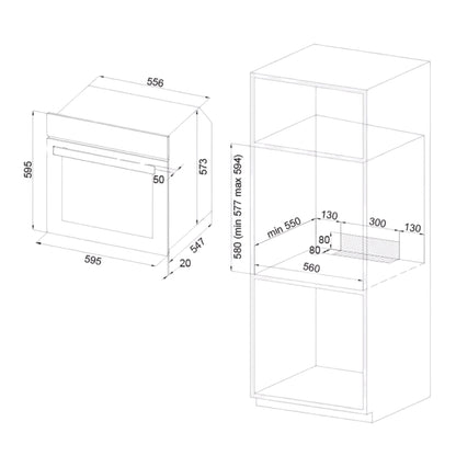 SILVERLINE 6503.6.733.06 Forno da Incasso Ventilato Elettrico 72 LT Classe A cm. 60 x 60