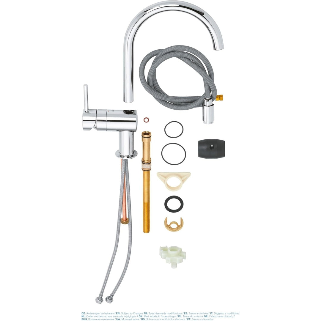 FOSTER-GROHE MINTA Rubinetto Miscelatore Cucina Cromato Canna Alta Girevole Docce