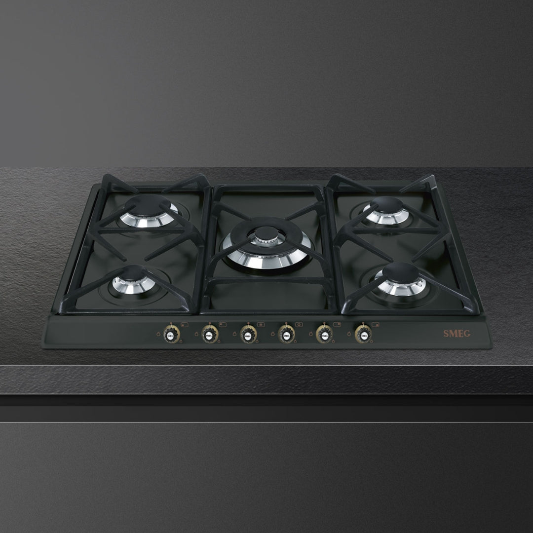 SMEG CORTINA SR775AO Piano cottura Gas 5 Fuochi 1 Tripla Corona Antracite cm. 68 x 50