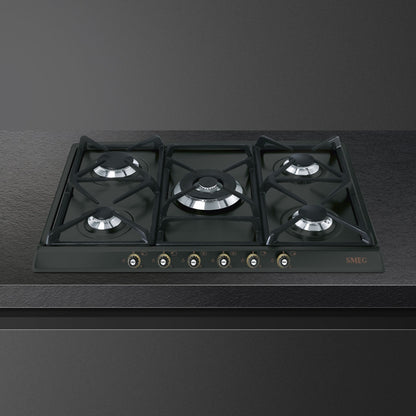 SMEG CORTINA SR775AO Piano cottura Gas 5 Fuochi 1 Tripla Corona Antracite cm. 68 x 50