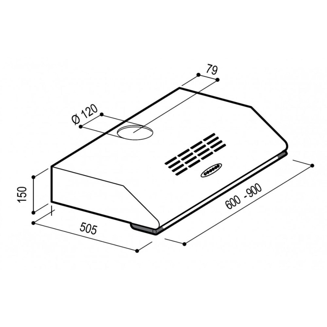 TECNOWIND NOVELLA 3 K002R0654 Cappa Incasso Sottopensile Inox 3 Velocità cm. 60 x 50,5