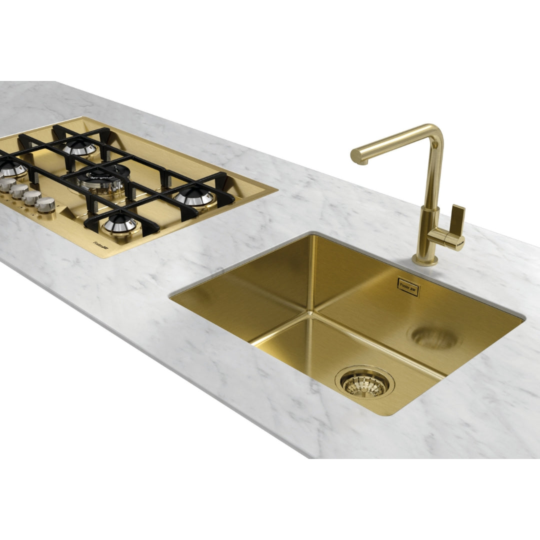FOSTER KE GOLD 2157859 Lavello 1 Vasca Incasso Sottotop Acciaio Inox Oro cm. 71 x 40