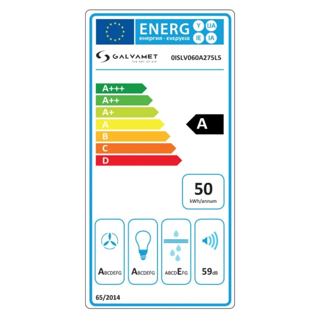 GALVAMET SLIVER 0ISLV060AG75L00 Cappa Incasso Anticondensa Luce Led cm. 57 x 34