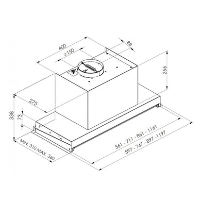TECNOWIND GH27 PREMIUM K170I0001 Cappa Incasso Inox Stop Drop Classe A cm 90