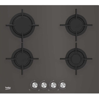 BEKO ZARA HILG64222SZG Piano Cottura 4 Fuochi a Gas Vetro Grigio cm. 60 x 50