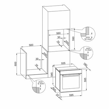 ELLECI PLANO FGSP60268NS Forno Elettrico Incasso Bianco 68 Classe A 73 Lt Multifunzione Ventilato con Grill cm. 60 x 60