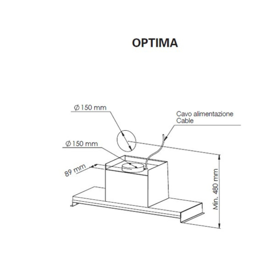 GALVAMET OPTIMA 120 0IOPT12A265L Cappa a Incasso Inox Motore 650 m3/h cm. 120 x 31 x 34