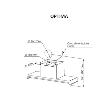 GALVAMET OPTIMA 120 0IOPT12A265L Cappa a Incasso Inox Motore 650 m3/h cm. 120 x 31 x 34
