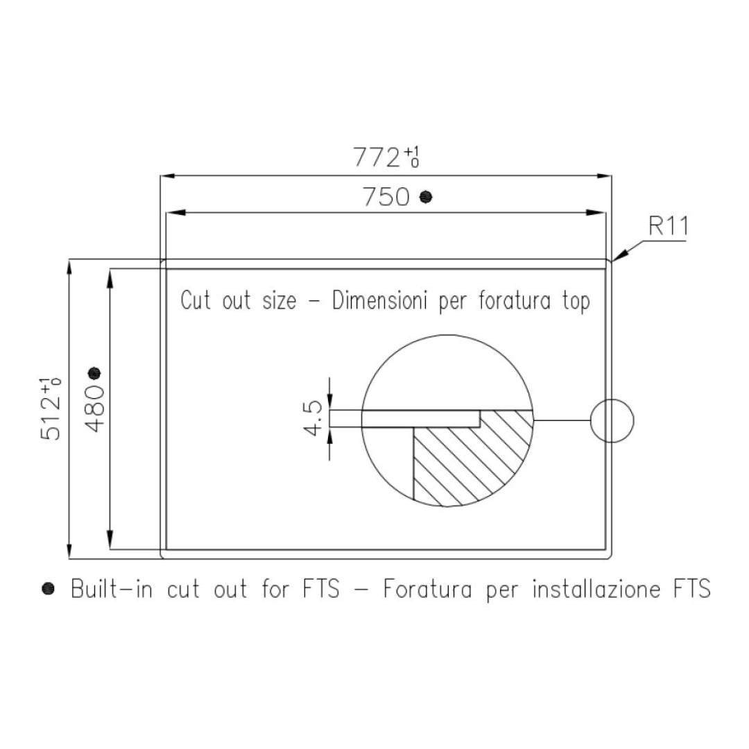 FOSTER KE 7382645 Piano Cottura Induzione Incasso Vetroceramica Nero cm. 77 x 51