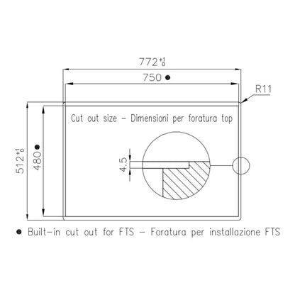 FOSTER KE 7382645 Piano Cottura Induzione Incasso Vetroceramica Nero cm. 77 x 51