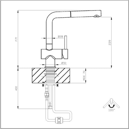 Foster Atomo 8550000 Miscelatore Cucina Doccetta Inox Satinato Canna Girevole