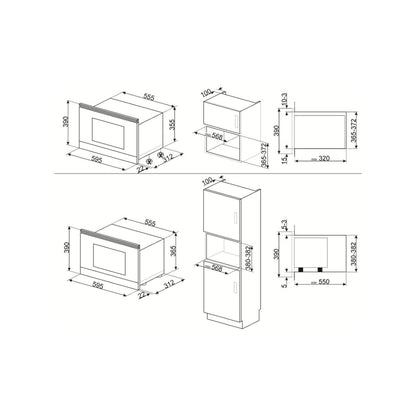 SMEG COLONIALE MP822PO Forno Microonde Incasso 6 Funzioni Display LCD cm. 60 x 35