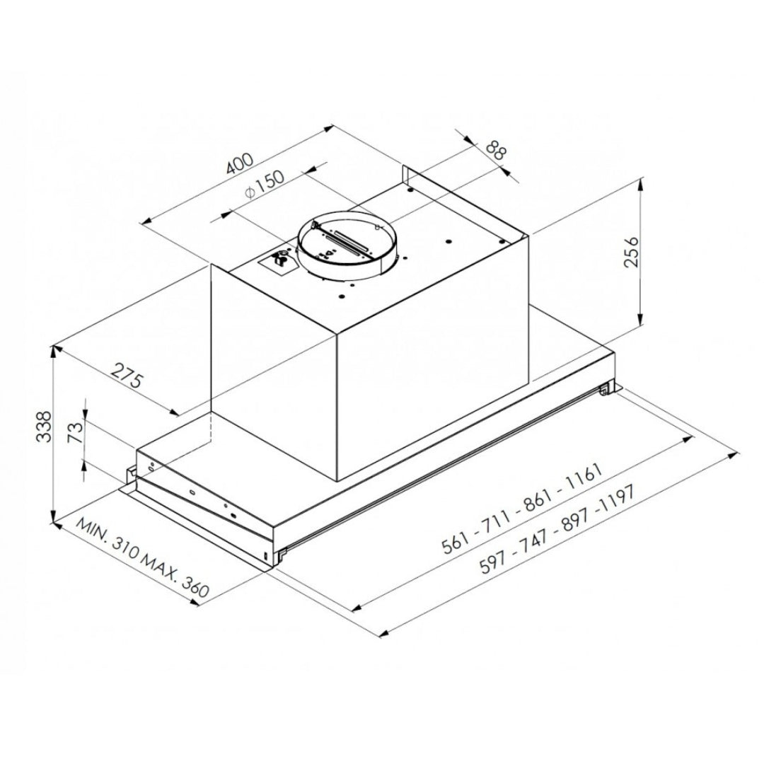 TECNOWIND MID PLUS K170I0003 Cappa Integrata Sottopensile Stop Drop cm. 56 x 33