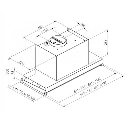 TECNOWIND MID PLUS K170I0003 Cappa Integrata Sottopensile Stop Drop cm. 56 x 33