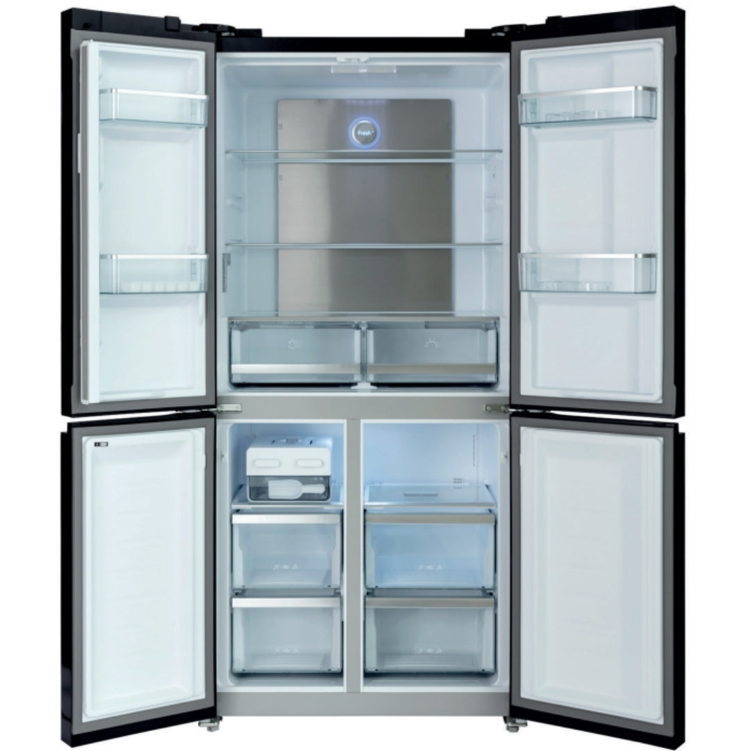 GRF CB91836BX Frigorifero Cross Door 4 Porte Inox Nero 490L Total No Frost Inverter Display LED Fabbricatore Ghiaccio Cassetto Umidità Controllata cm. 91,10 x 183