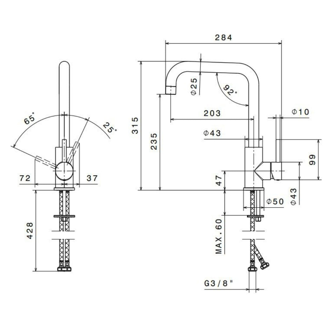 NEWFORM 63420/21.018 Rubinetto Miscelatore Girevole Cromato Canna Alta Moderno