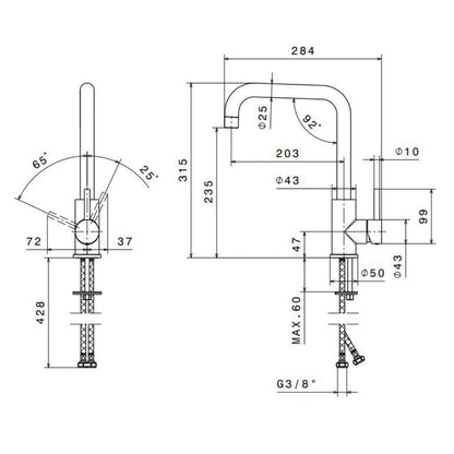 NEWFORM 63420/21.018 Rubinetto Miscelatore Girevole Cromato Canna Alta Moderno