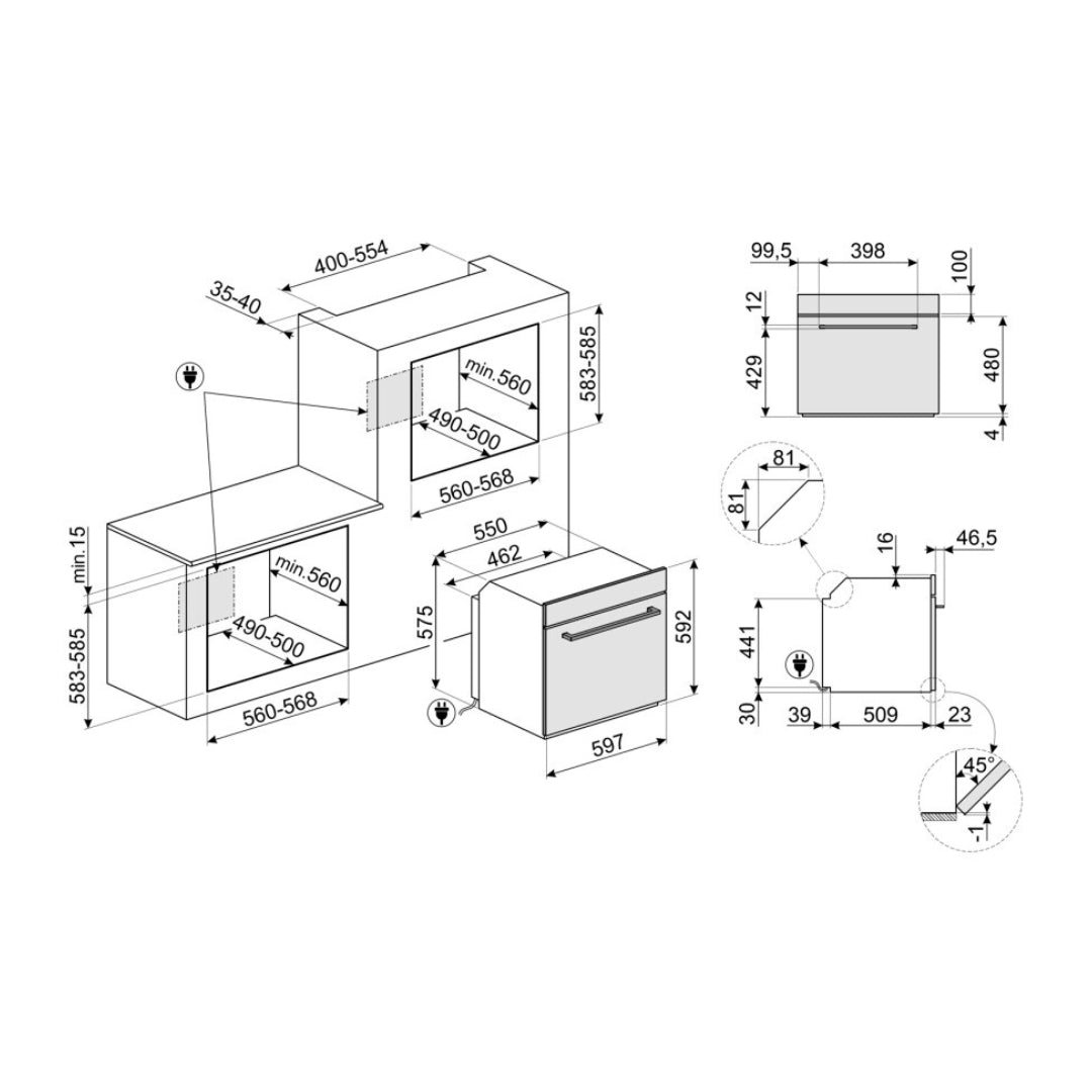 SMEG SELEZIONE SF6400TB Forno Elettrico Multifunzione 70 Lt. Classe A cm. 60 x 60