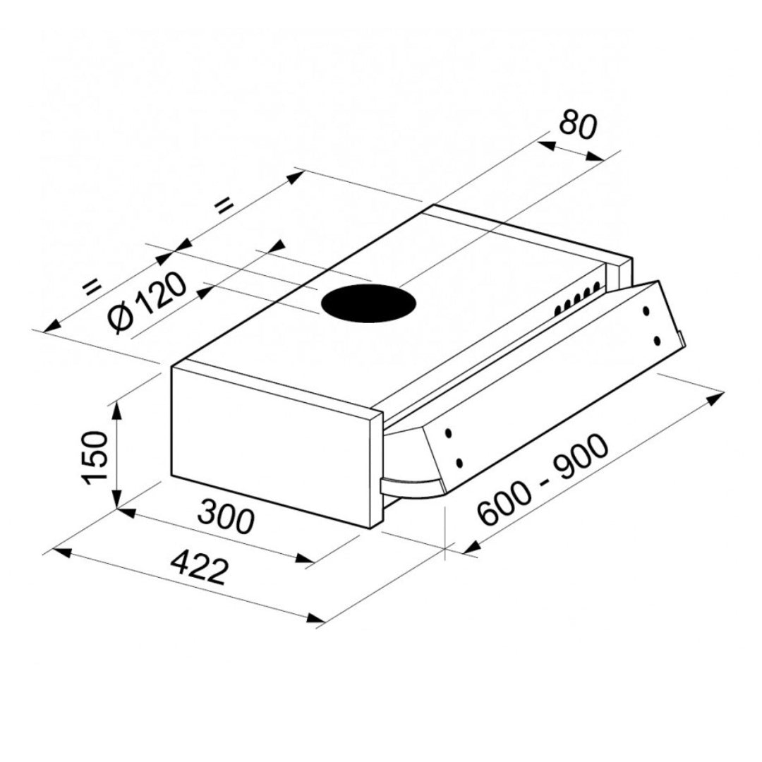 TECNOWIND K104R0076 Cappa Incasso Estraibile Filtro Carboni Attivi cm. 60 x 30 x 15
