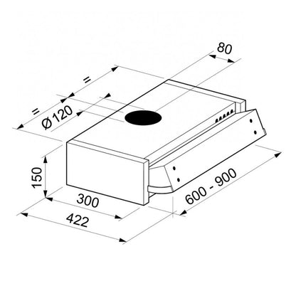 TECNOWIND K104R0076 Cappa Incasso Estraibile Filtro Carboni Attivi cm. 60 x 30 x 15