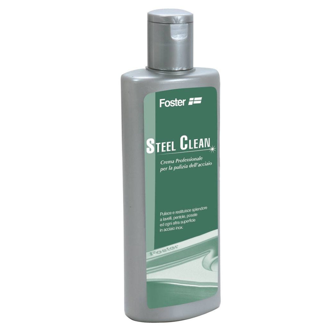 FOSTER 8331012 Set 12 Pz Crema Detergente Pulizia Acciaio 250 ml Pulizia Profonda e Lucidante Rimuove Macchie Aloni e Sporco Ostinato Biodegradabile 90%