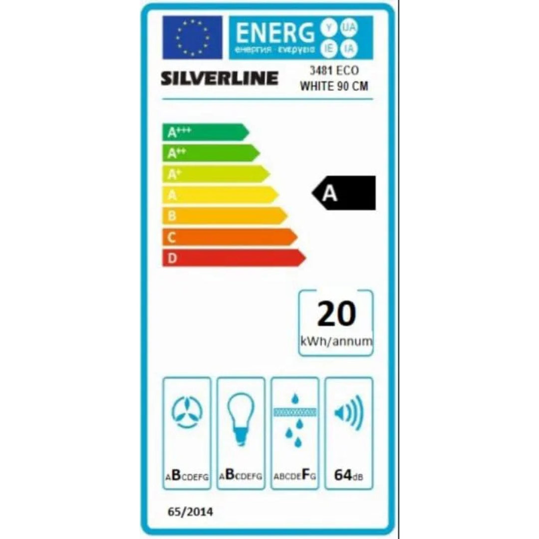 SILVERLINE ECO 3481.9.733.02 Cappa Cucina Aspirante/Filtrante a Parete cm. 90 x 34