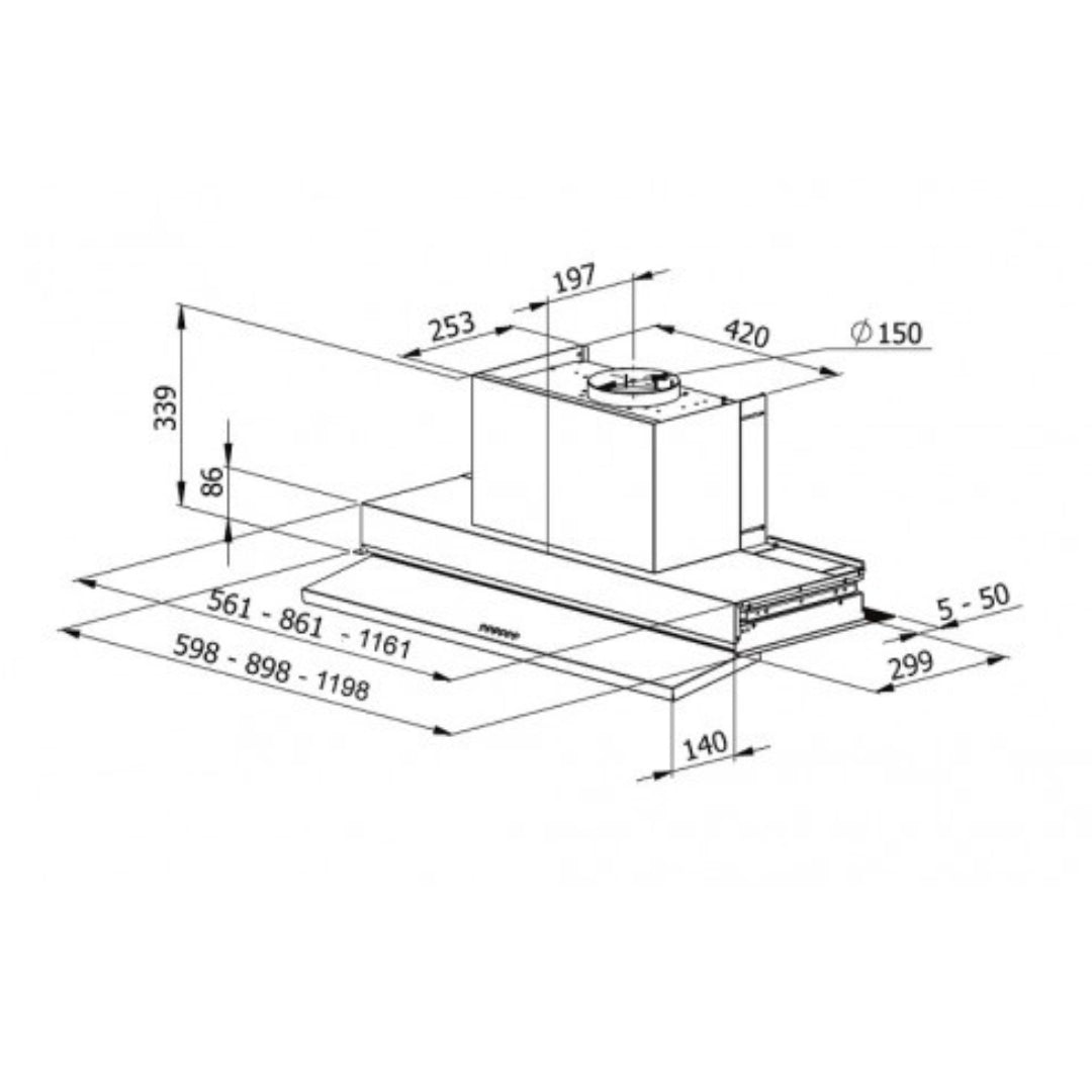 GALVAMET SLIVER 60 0ISLV060A865 Cappa Incasso Inox Anti Condensa Aspirante Classe A cm. 60 x 30 x 34