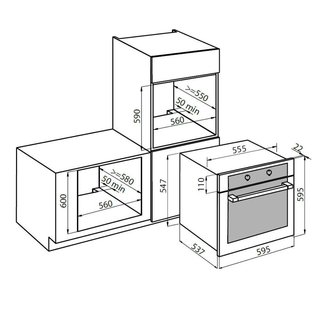 FOSTER KE 7141044 Forno Elettrico da Incasso Ventilato Grill 70 Lt. A Inox cm. 60 x 60