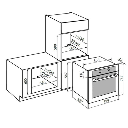 FOSTER KE 7141044 Forno Elettrico da Incasso Ventilato Grill 70 Lt. A Inox cm. 60 x 60