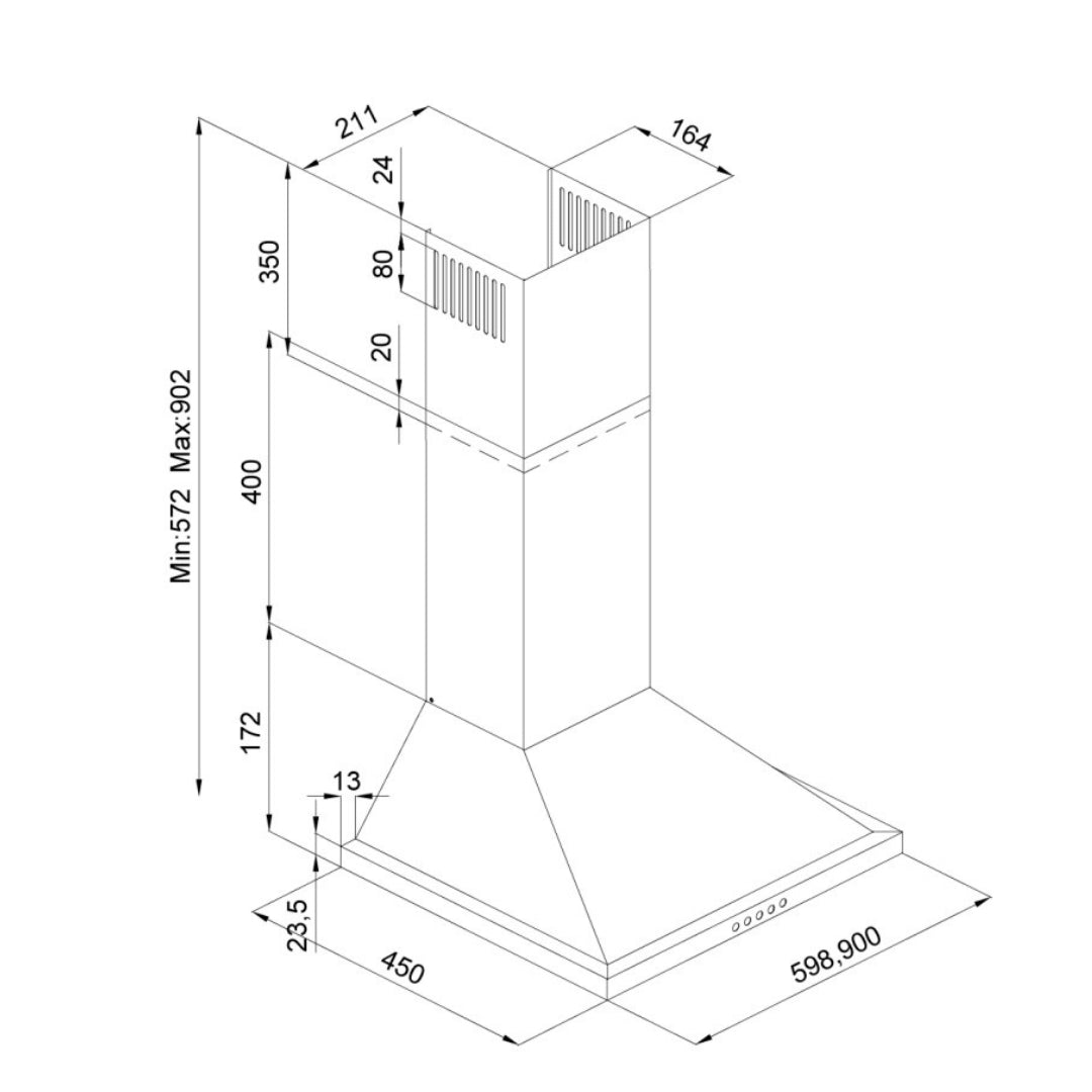 SILVERLINE 2240.9.733.04 Cappa a Parete 3 Velocità Filtrante Inox cm. 90 x 45 x 90