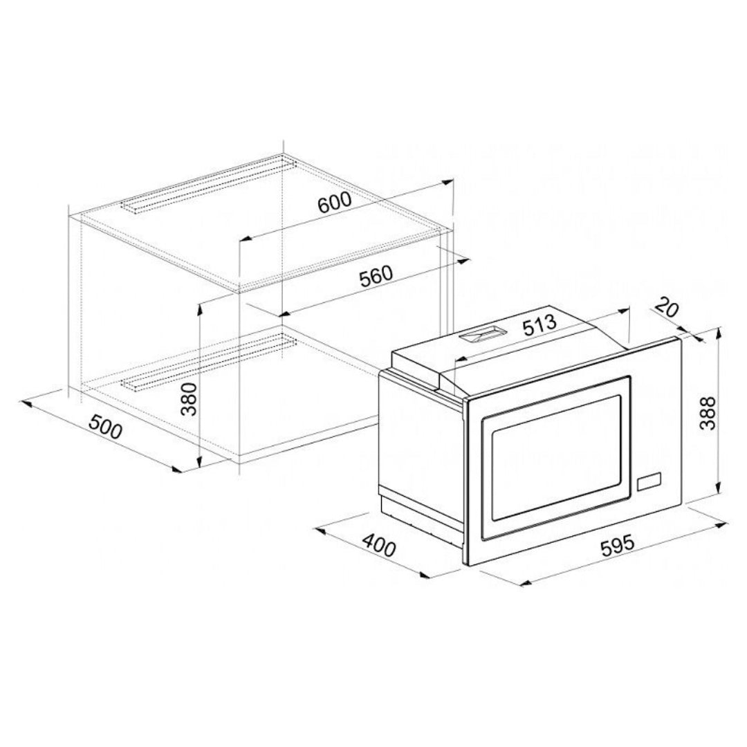ELLECI PLANO FGSP28151WS Forno a Microonde Incasso Granitek Avena 28 Lt. cm 60x40