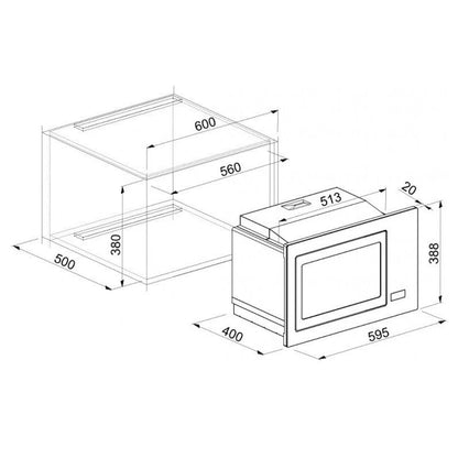 ELLECI PLANO FGSP28151WS Forno a Microonde Incasso Granitek Avena 28 Lt. cm 60x40